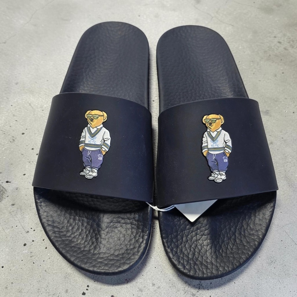 Polo Ralph Lauren Navy Polo Bear Slide Sandals Men's 13 Limited Edition NWT